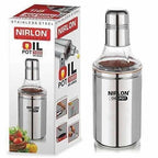 Nirlon Stainless Steel Oil Pot, 1 Litre, Silver | Grocsy