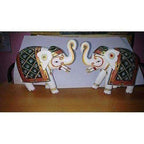 Kondapalli Handmade Elephants 2 Nos. Multi color Showpiece | Grocsy