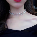 Silver-Toned Alloy Denty Look Pearl Necklace - The Pari | Grocsy
