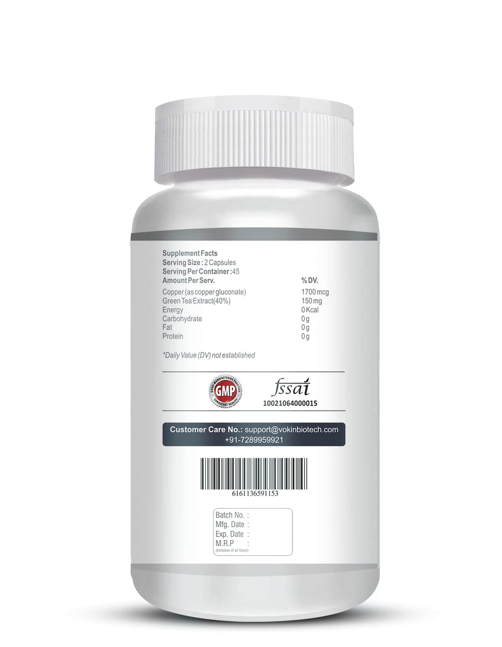 Vokin Biotech Chelated Copper Gluconate – Support Connective Tissues –1700mcg | Grocsy