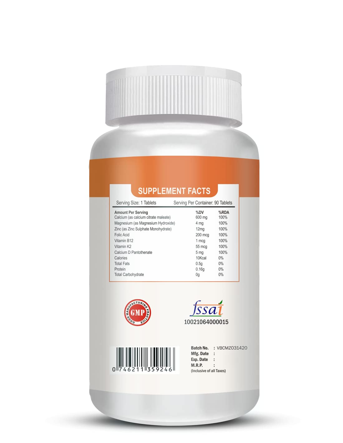 Vokin Biotech Calcium, Magnesium, Zinc, D3 & B12-Tablets | Grocsy