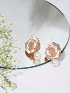 Mother of Pearl Earrings in rose Gold- Ruby Raang | Grocsy