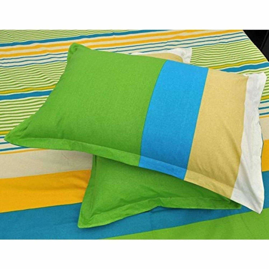 Cotton Double Bedsheet with 2 Pillow Covers - Multicolour | Grocsy