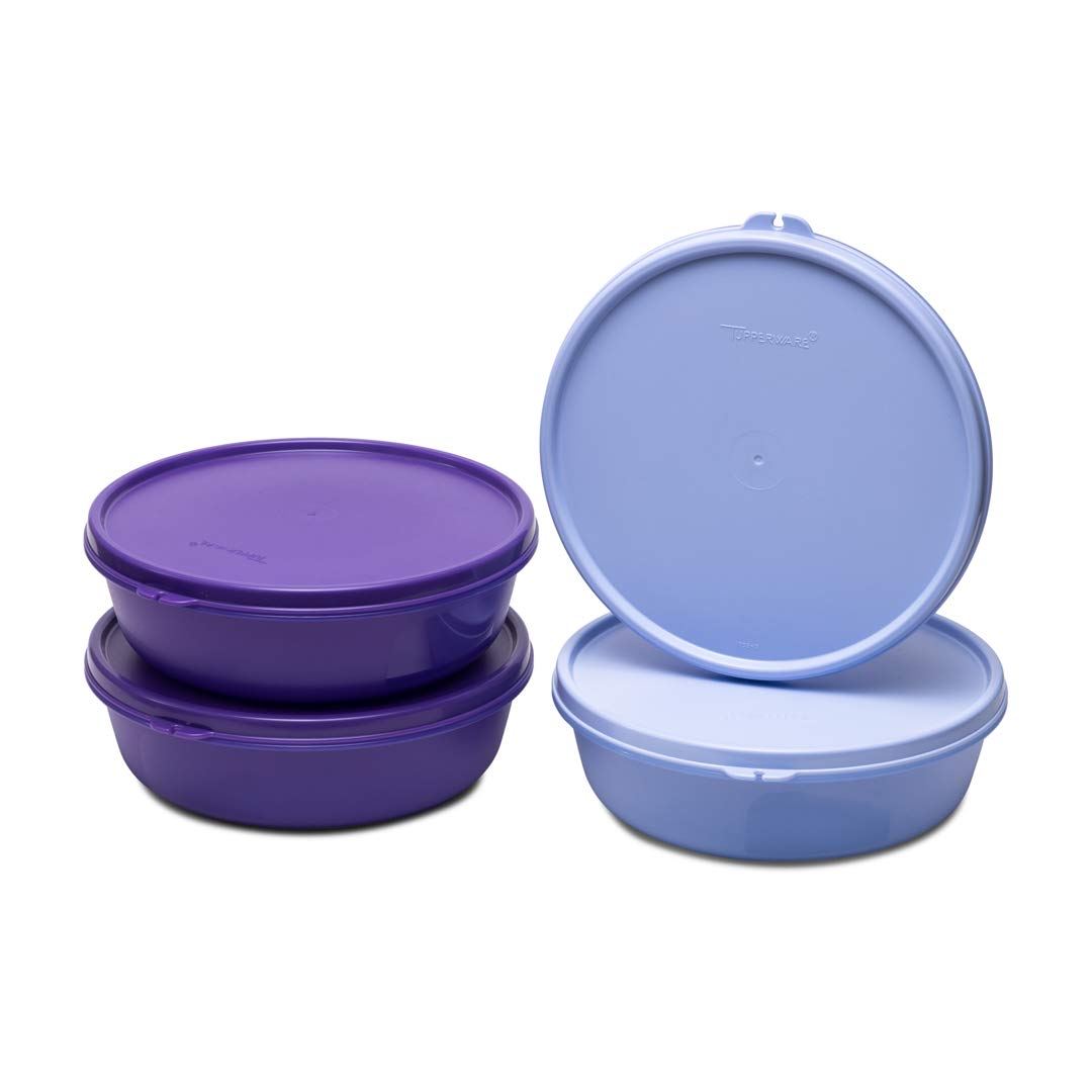 Tupperware. Solid Plastic Bowl - 1000ml, 4 Piece, Multicolour | Grocsy