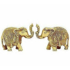 Brass Trunk up Elephant Statues Set of 2 - Showpiece Statue | Grocsy