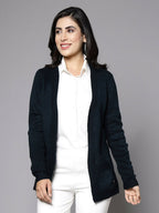 Women Teal Acrylic Solid Cardigan - Wool Trees | Grocsy