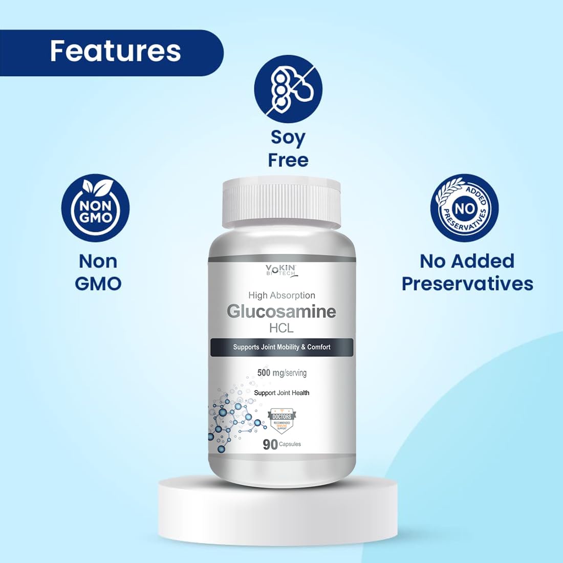 Vokin Biotech Glucosamine HCL Supplement Supports Joint Health -500mg | Grocsy