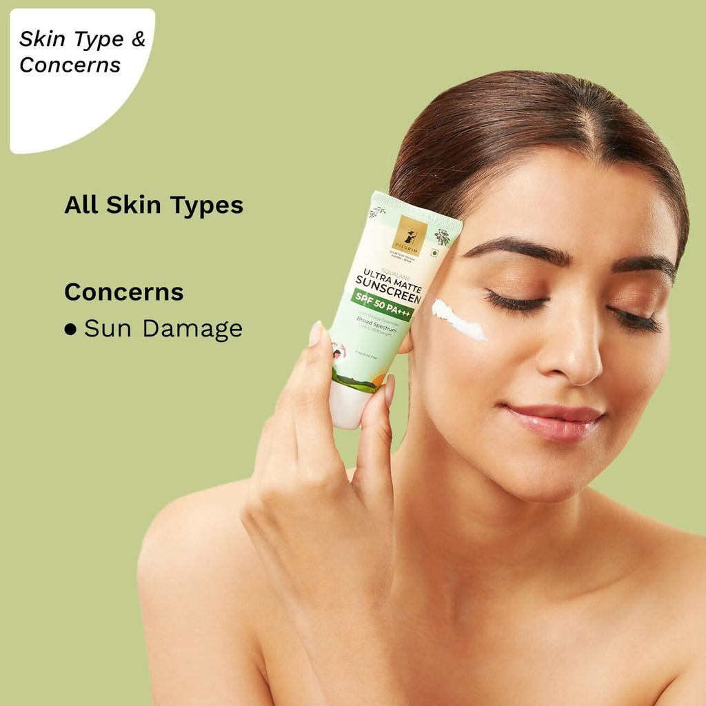 Pilgrim Ultra Matte Sunscreen Spf 50 Pa+++ For Women & Men With Omega Ceramides & Vitamin E | Grocsy