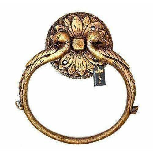 Twin Peacock Design Brass Towel Hanger | Grocsy