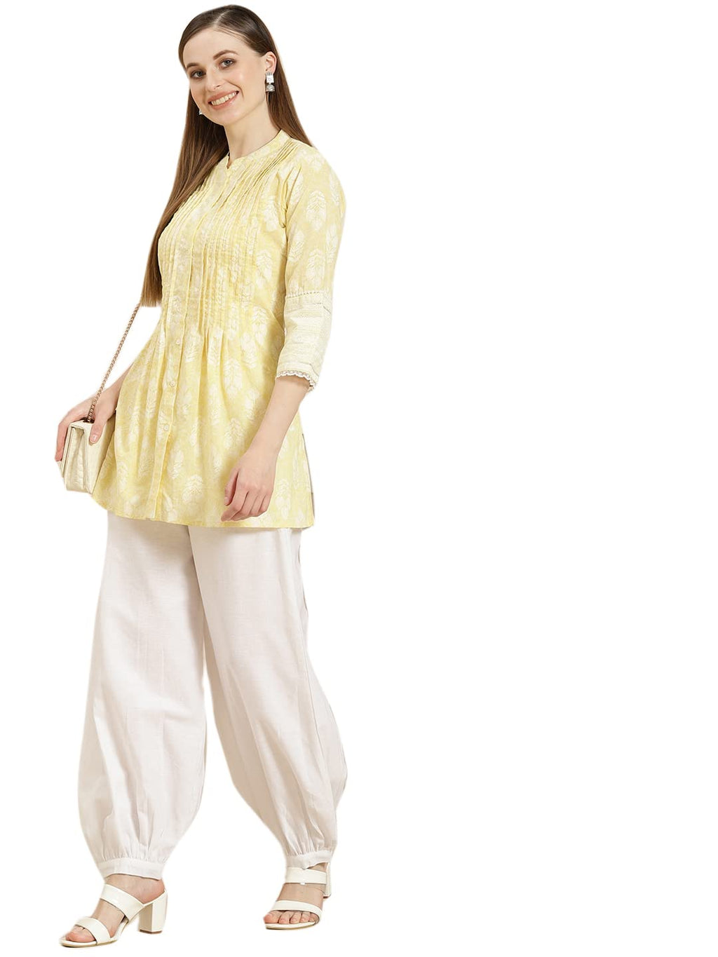 Juniper Women's White Solid Cotton Flex Dhoti Style Pants | Grocsy