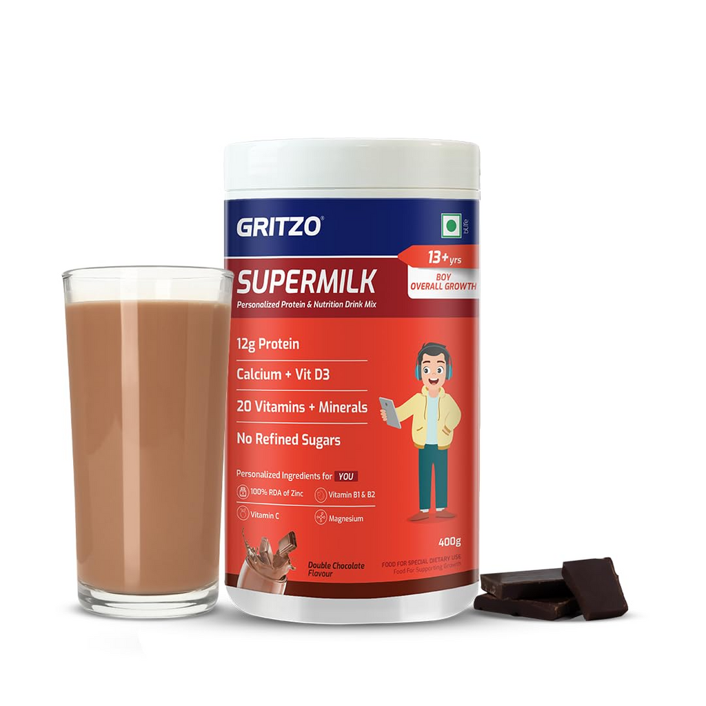 Gritzo Supermilk Overall Growth Powder 13+Y (Teen Athletes), Health Drink For Boys | Grocsy