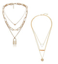 Gold-Toned Alloy Set Of 2 Multi Layer Designer Necklace - The Pari | Grocsy