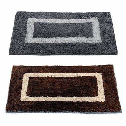 Handicraft Style Eco Series 2 Piece Cotton Blend Door Mat - 16"x24", Grey and Brown | Grocsy