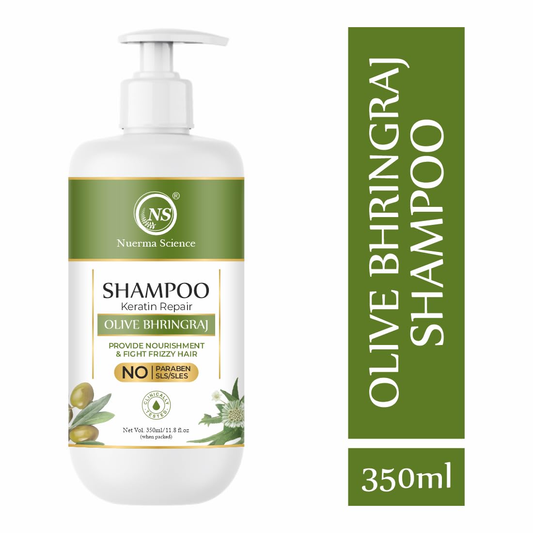 Nuerma Science Keratin Repair Natural Hairfall Control Olive Bhringraj Shampoo | Grocsy