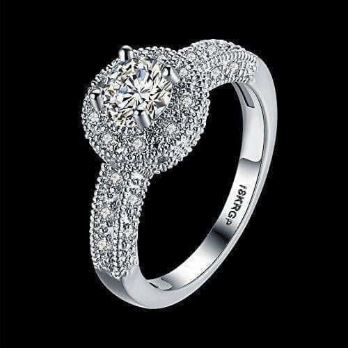 Crystal Royal Queen Sterling Silver Plated Ring | Grocsy