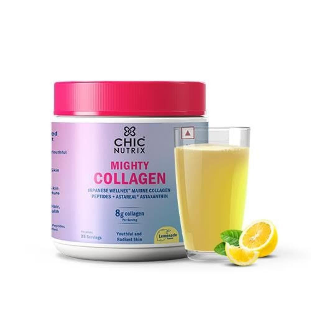 Chicnutrix Mighty Collagen Japanese Collagen Powder For Skin, Hair, Nails & Joints - Lemonade Flavor | Grocsy