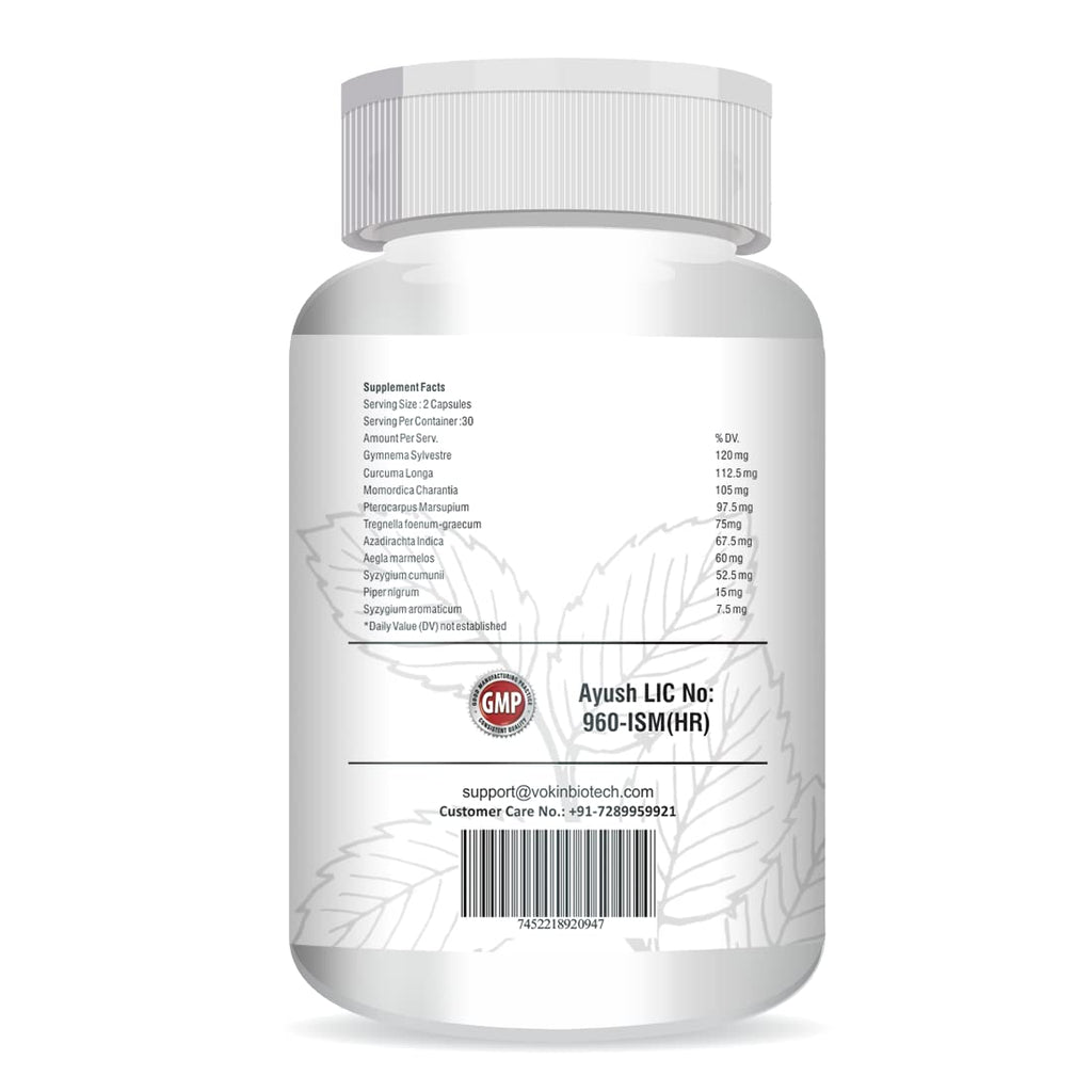 Vokin Biotech Herbal Insulux Gymnema Sylvestre for Diabetes Control 750mg (60 Capsules), 200 grams | Grocsy