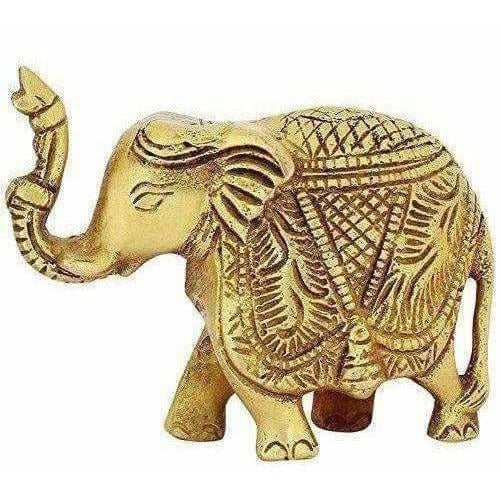 Brass Trunk up Elephant Statues Set of 2 - Showpiece Statue | Grocsy