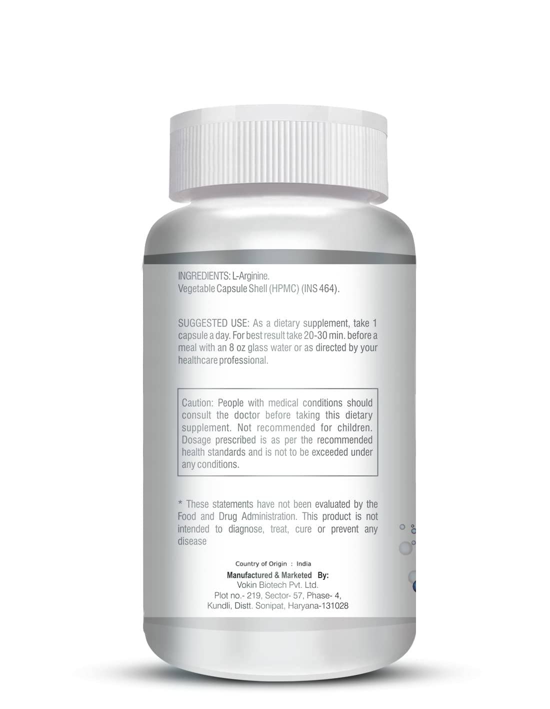 Vokin Biotech L-Arginine 500mg,Support Muscle Recovery & Relaxation | Grocsy