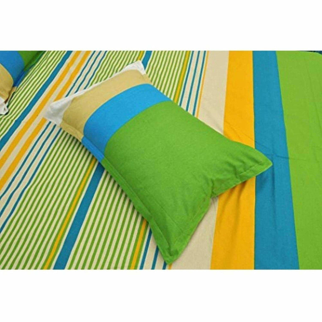 Cotton Double Bedsheet with 2 Pillow Covers - Multicolour | Grocsy
