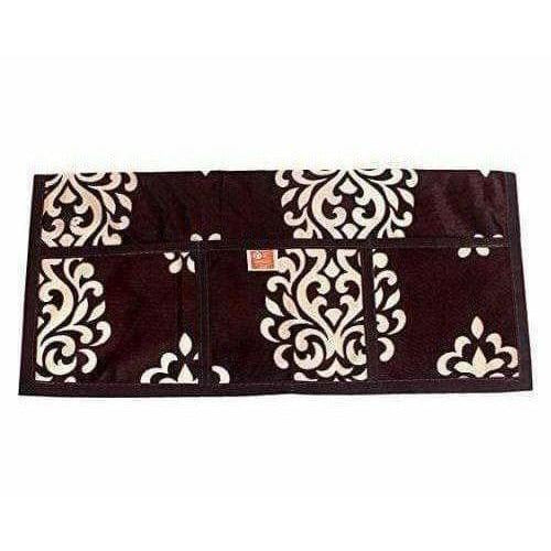Floral Design Fridge Top Cover with 6 Utility Pockets - Brown Color | Grocsy