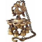 Peacock Hanging Brass Diya with Bells | Grocsy