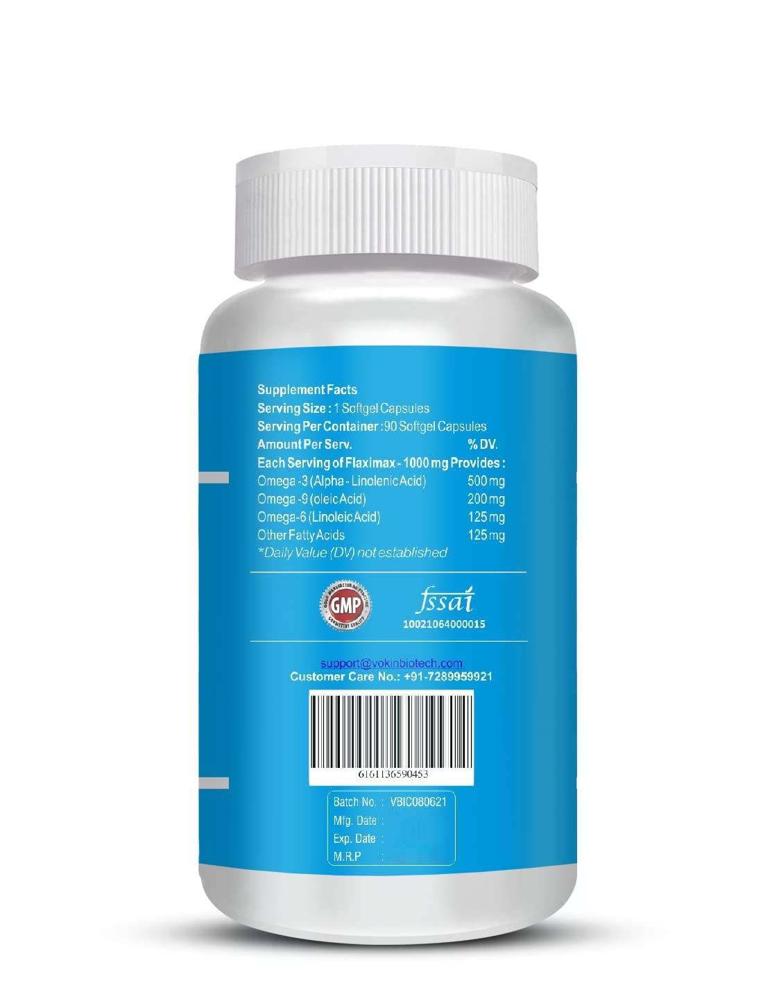 Vokin Biotech Natural Cardiovax with Arjuna Extract & Moringa Extract (60 Tablets) With Cold Pressed Flaxseed Oil | Omega 3 6 9 | Grocsy