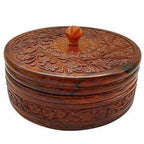 Handcrafted Wooden Box Pot Serving Bowl with Lid | Grocsy