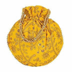 Ethnic Clutch Silk Potli Batwa Pouch Bag with Metal Bead work Gift | Grocsy