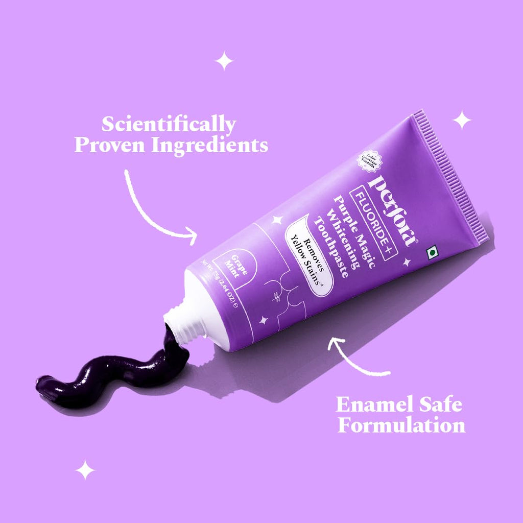 Perfora Fluoride+ Purple Magic Whitening Toothpaste | Grocsy