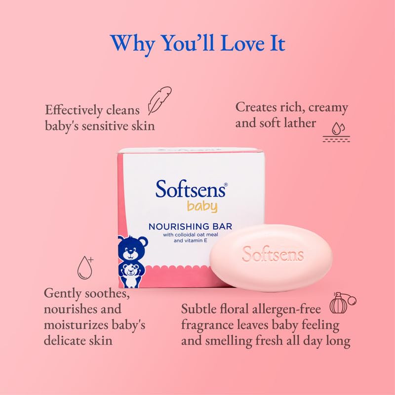 Softsens Baby Nourishing Soap Bar Enriched with Colloidal Oatmeal, Shea Butter & Vitamin E | Grocsy