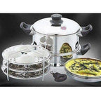 Round Steamer with Fry Pan,Steamer Idly & Dhokla Plate | Grocsy