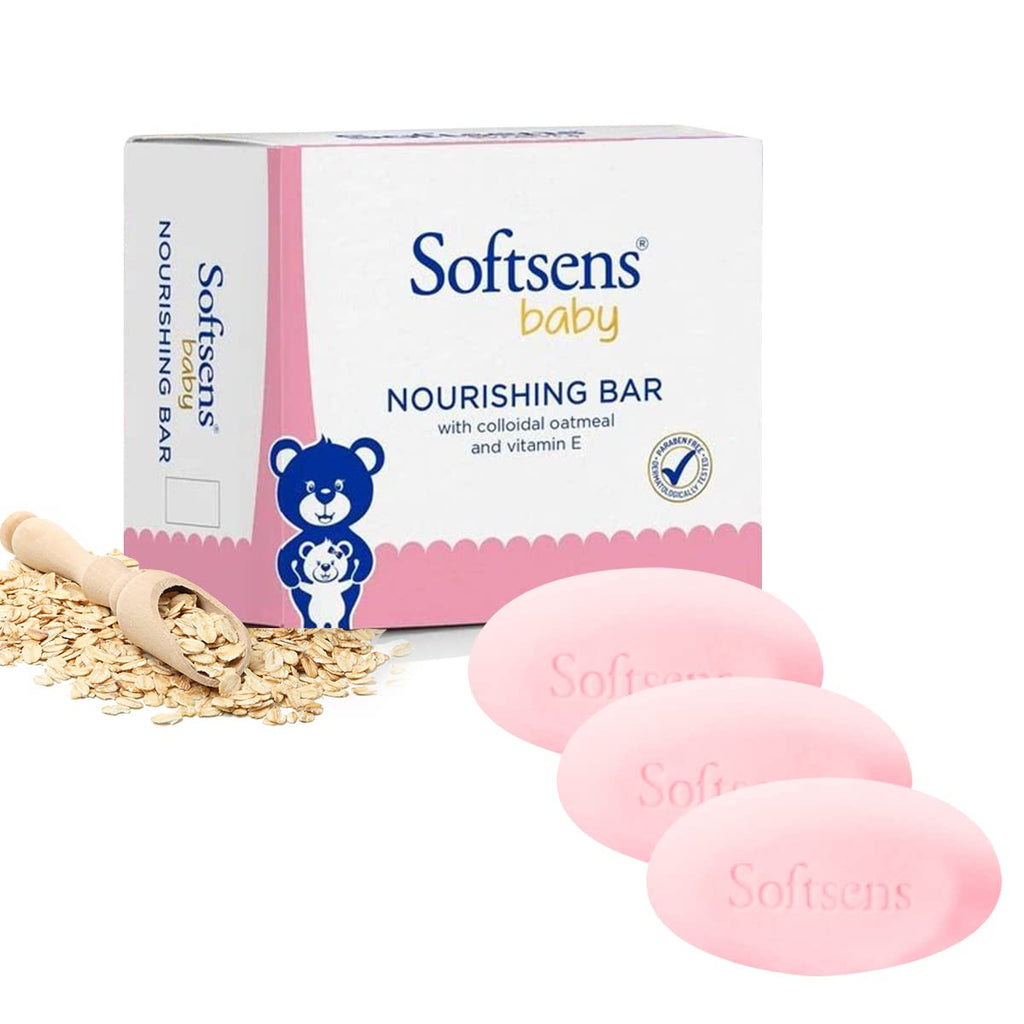 Softsens Baby Nourishing Soap Bar Enriched with Colloidal Oatmeal, Shea Butter & Vitamin E | Grocsy