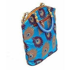 Peacock Print Hand Embroidered Mini Women Handbag - Best For Wedding, Party, Return Gift (Blue) | Grocsy