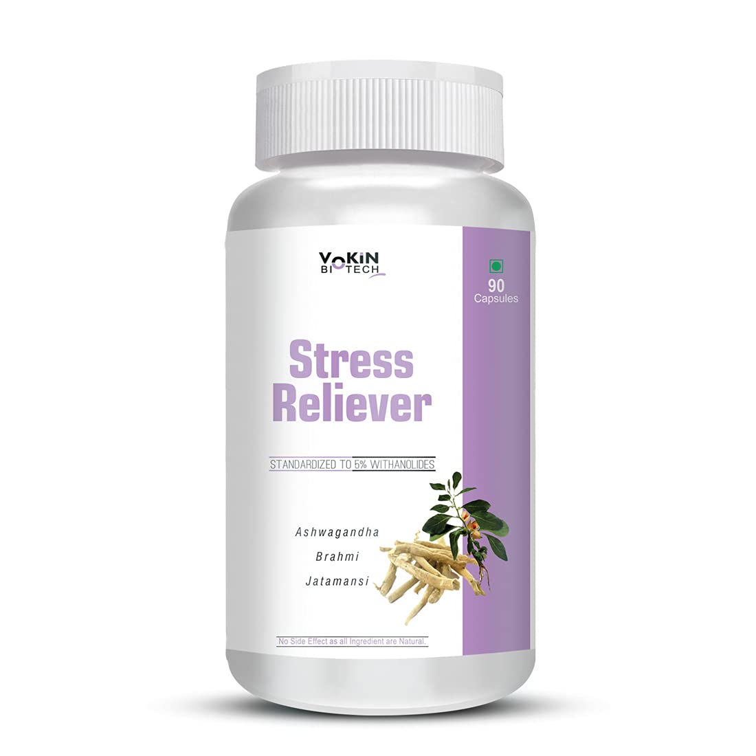 Vokin Biotech Stress Reliever Capsule Support for Stress, Fatigue and Tension (Gold standard Ashwagandha, Brahmi, Jatamansi- General Wellness | Grocsy