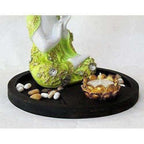 Multi - Color Handmade Buddha Showpiece and Stones On Wooden Tray | Grocsy