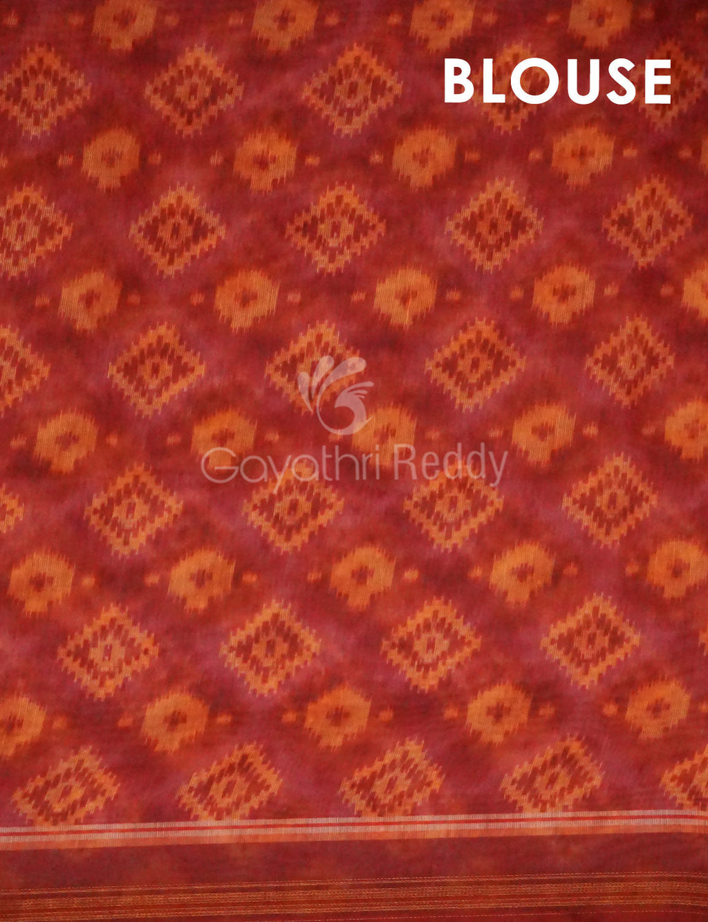 Peachish Orange Diamond Printed Semi Chanderi Saree By Gayathri Reddy Designer Studio | Grocsy