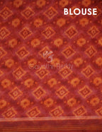 Peachish Orange Diamond Printed Semi Chanderi Saree By Gayathri Reddy Designer Studio | Grocsy