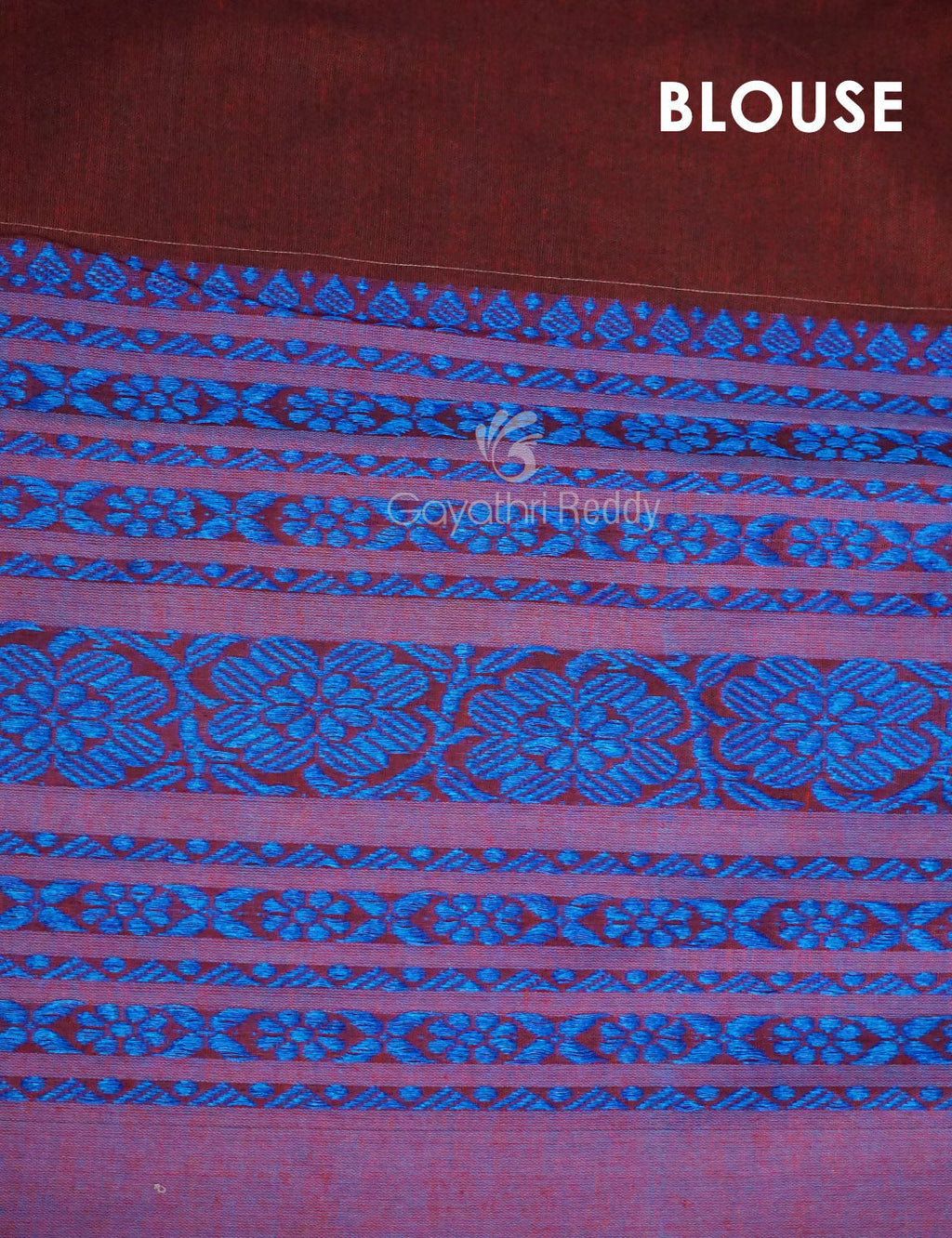 Maroon And Blue Colour Contrast Thread Borders Khadi Cotton Saree By Gayathri Reddy Designer Studio | Grocsy