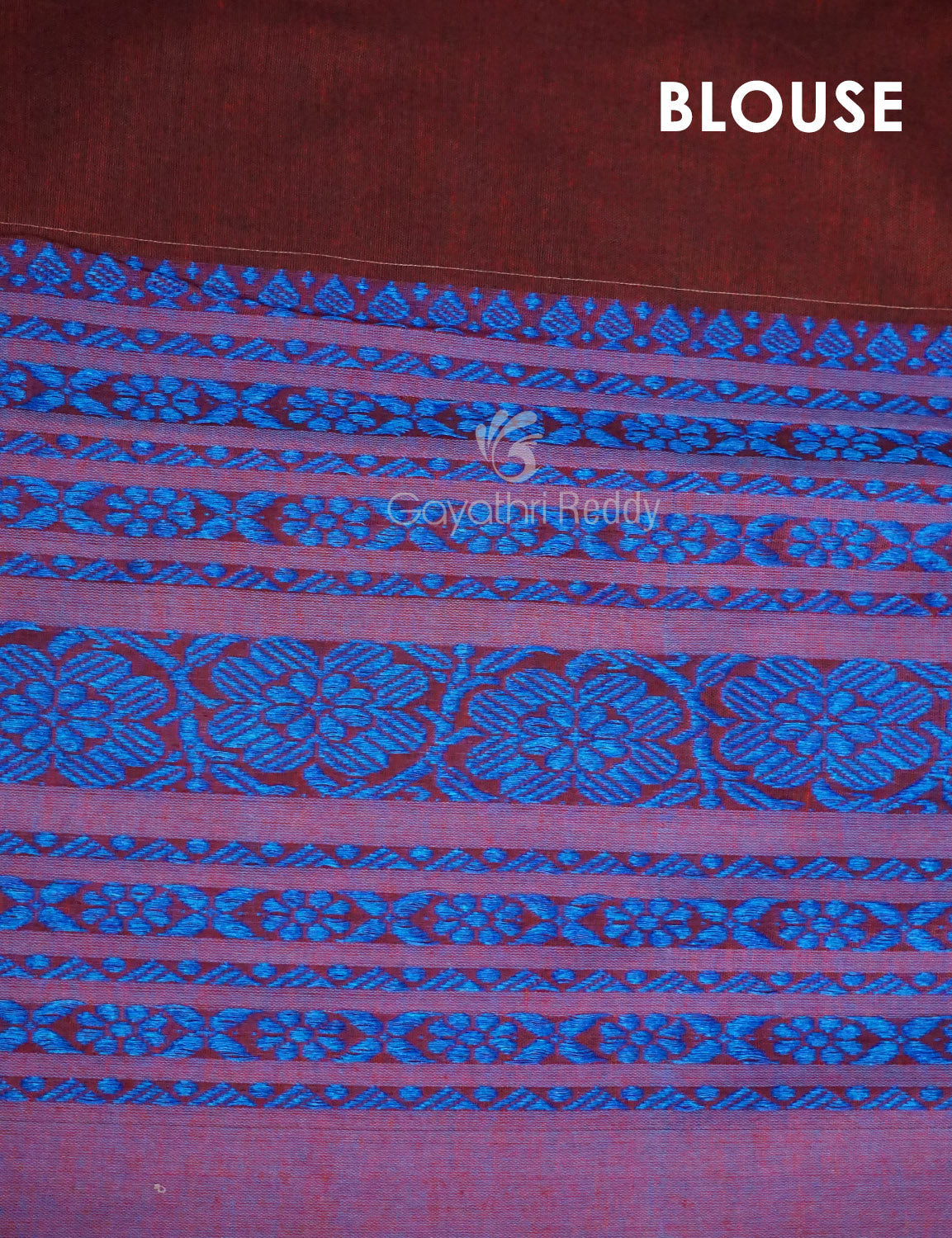 Maroon And Blue Colour Contrast Thread Borders Khadi Cotton Saree By Gayathri Reddy Designer Studio | Grocsy