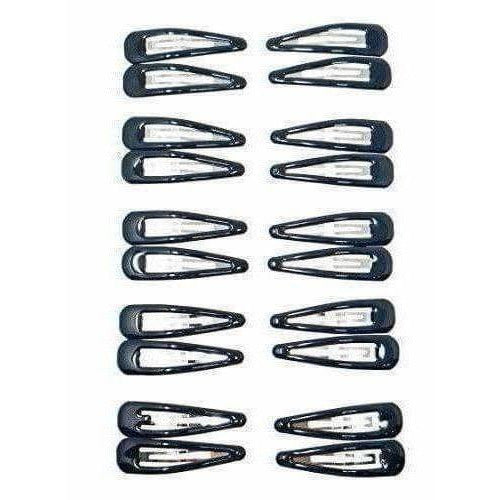 Black Hair Clips - Pack of 20 Tic Tac Everyday Wear Glossy Black Metal | Grocsy