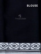 White And Black Combo Block Print Pure Mulmul Cotton Saree By Gayathri Reddy Designer Studio | Grocsy