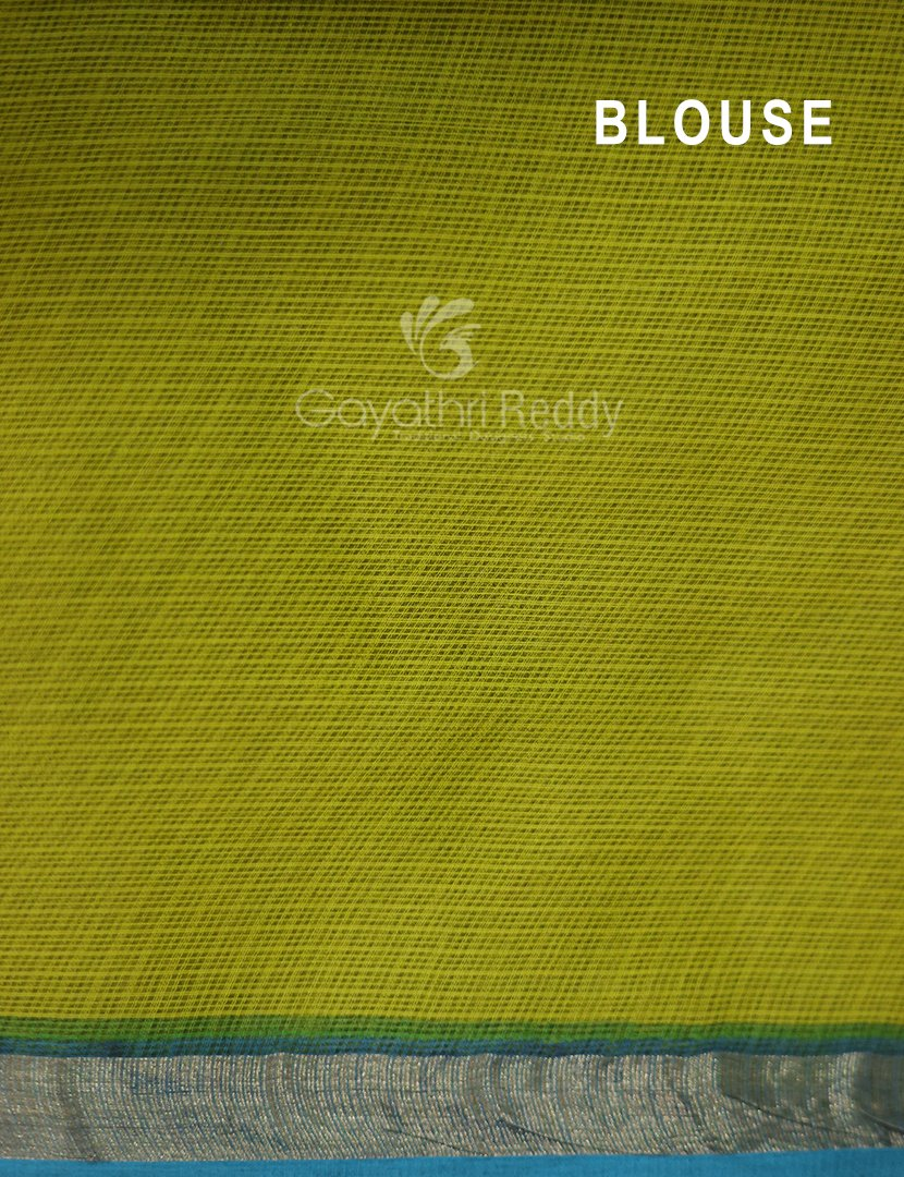 Shades of Peacock Blue With Block Design Pure Kota Cotton Saree By Gayathri Reddy Designer Studio | Grocsy