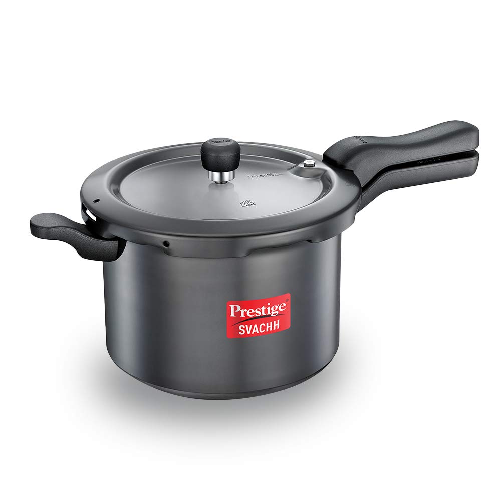 Prestige Deluxe Plus Hard Anodized Outer Lid Pressure Cooker, 5 Litres, Black | Grocsy