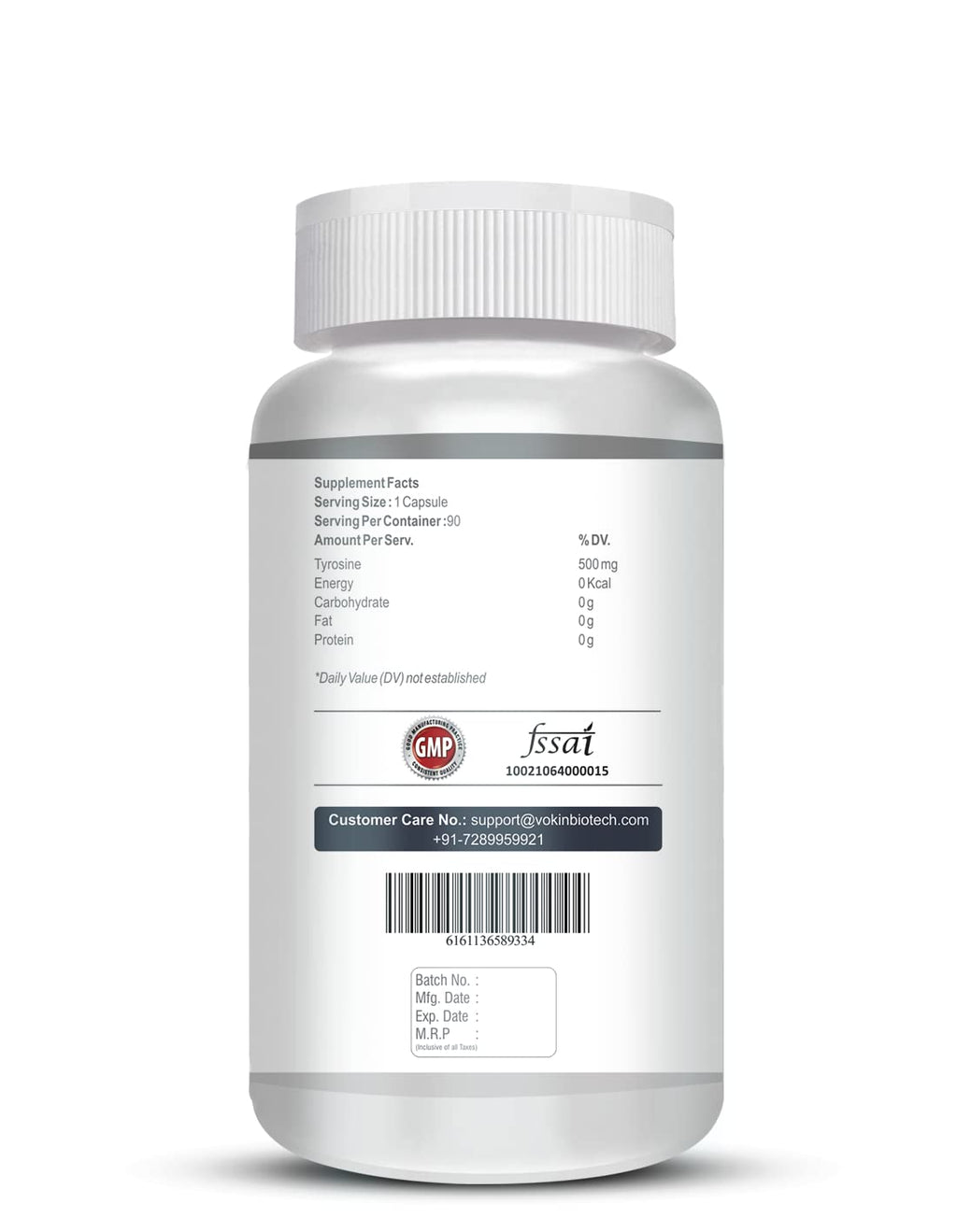 Vokin Biotech L-Tyrosine 500mg- Support Cognitive Health May Reduce Effect Of Stress & fatigue- | Grocsy