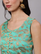 Aks Woven Design Round Neck Straight Kurta | Grocsy