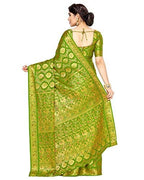 Mimosa Women's Olive Kanchipuram Silk Saree With Blouse Piece | Grocsy