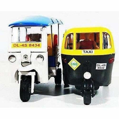 Indian Iconic Tuktuk-CNG Auto Rickshaw Toy (Blue & Green)- Pack Of 2 | Grocsy