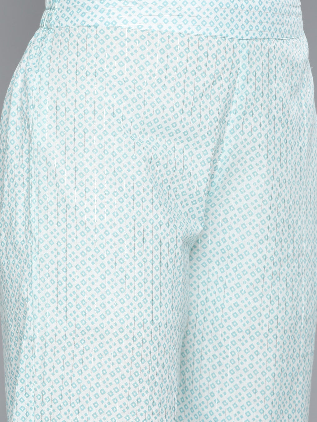 HERE&NOW Women Turquoise Blue Floral Printed Pure Cotton Kurta with Palazzos & With Dupatta | Grocsy