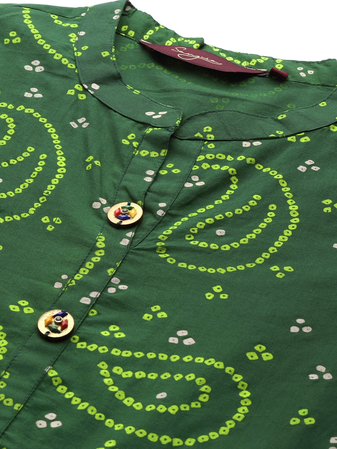 Sangria Women Green Bandhani Printed Anarkali Kurta | Grocsy